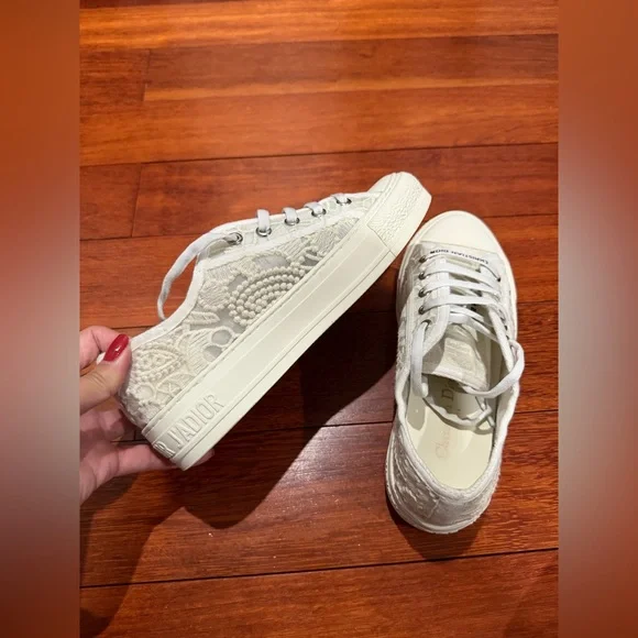 Christian Dior Walk’N’Dior Macrame Ivory Embroidery Sneaker Sz. 36 - Picture 5 of 11